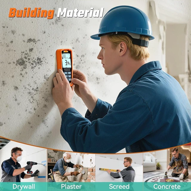 Alt view image 2 of 6 - 6-in-1 Pinless Moisture Meter Non-Destructive Detector for Wood, Drywall, Plaster, Concrete, Screed & Flooring, Audible Alarm & Rechargeable Battery