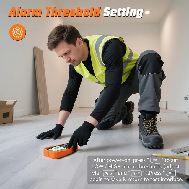Alt view image 3 of 6 - 6-in-1 Pinless Moisture Meter Non-Destructive Detector for Wood, Drywall, Plaster, Concrete, Screed & Flooring, Audible Alarm & Rechargeable Battery