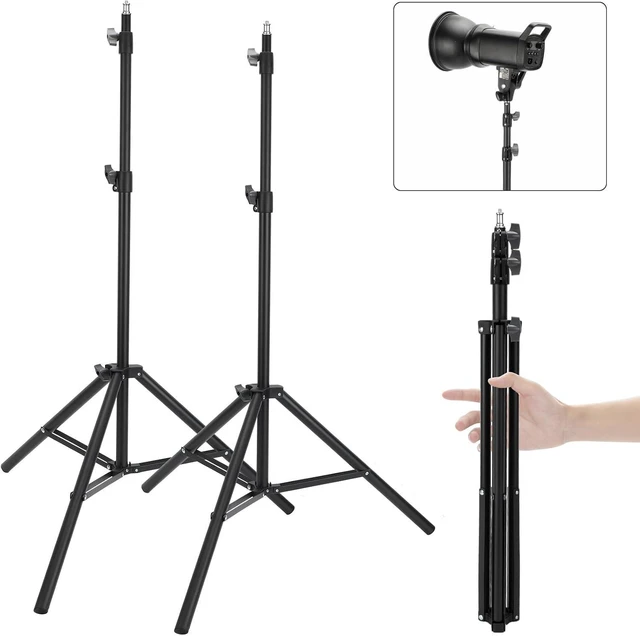 Main image of 2-Pack Adjustable 7ft Aluminum Photography Light Stand Portable Tripod for Speedlight, Flash, Softbox, Strobe, Camera & Portrait