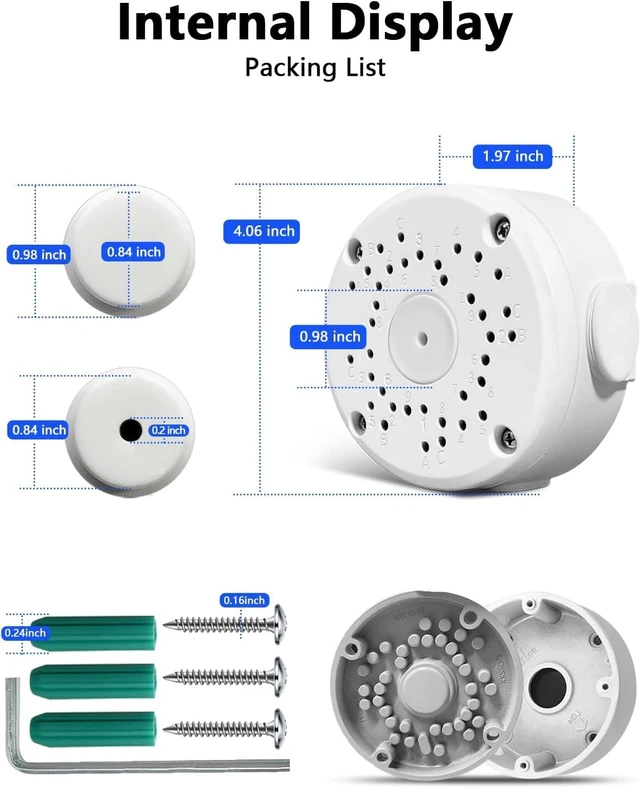 Alt view image 5 of 7 - Universal Bullet Security Camera Base Junction Box, Waterproof Metal Hide-Cable Mount Bracket, Outdoor Enclosure for CCTV Cams (4 Pack)