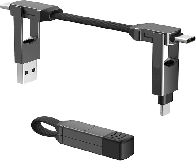 Main image of CHAFON 6-in-1 ALL IN ONE Charger - Gray Multi Charging Cable, USB Type-C & Type-A, Fast Charge, Short