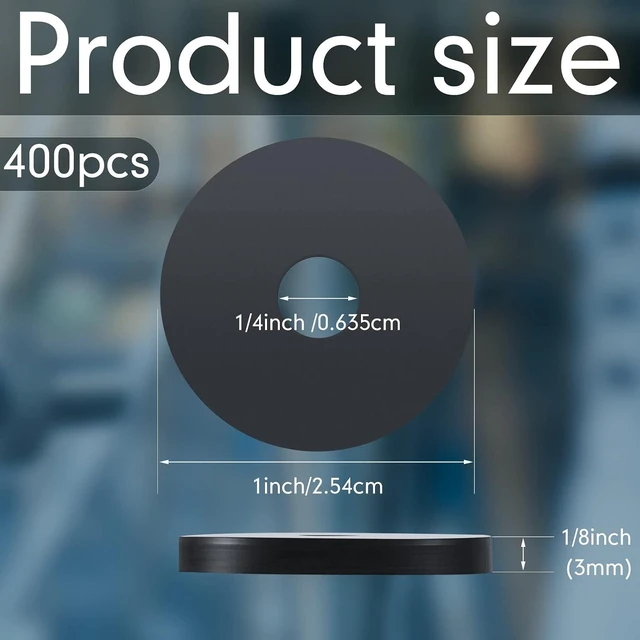 Alt view image 2 of 6 - 400 Pcs Flat Rubber Washers, 1/4 Inch Hole | 1/4 Inch ID x 1 Inch OD x 1/8 Inch Thick, Grommet for Bolts, Spacers & Vibration Reduction