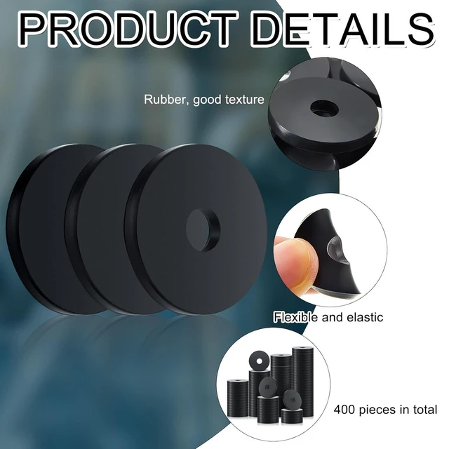 Alt view image 3 of 6 - 400 Pcs Flat Rubber Washers, 1/4 Inch Hole | 1/4 Inch ID x 1 Inch OD x 1/8 Inch Thick, Grommet for Bolts, Spacers & Vibration Reduction