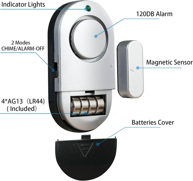 Alt view image 2 of 6 - Window & Door Alarm Sensors for Home Security 120dB Pool Door Alarm for Kids Safety (8 Pack)