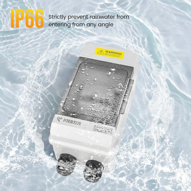 Alt view image 4 of 7 - 100A 1000VDC Solar Panel Disconnect Switch Outdoor 1-in 1-out Circuit Breaker Box, IP66 Waterproof & UV-Proof