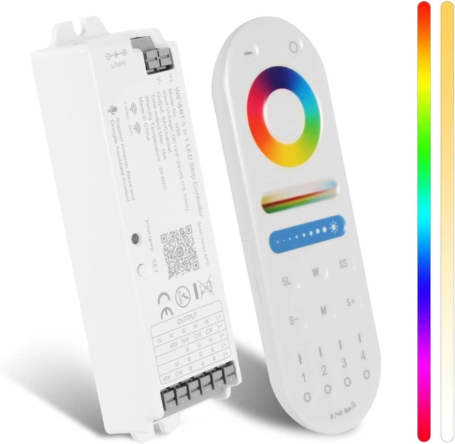 Main image of WiFi RF Remote Controller Kit 5-in-1 DC12-24V C1-1 5Inch LED Controller & C1-2 Remote for RGB CCT RGBW Boat/Pool Light, Tuya APP/Alexa/Google/Siri