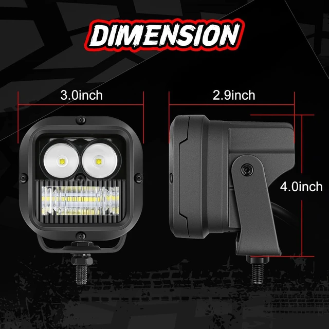 Alt view image 2 of 7 - 3-Inch Off-Road LED Pod Light Cube CREE Combo Square Driving/Reverse Ditch Lights, Backup Light Bar Pods for Truck, Pickup, ATV, UTV & Marine