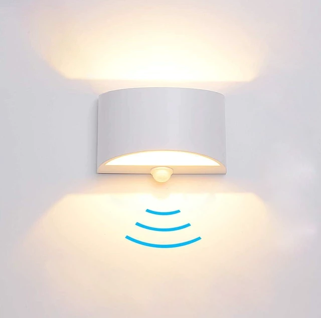 Main image of LED Hardwired Motion Sensor Wall Sconce Modern Aluminum Indoor Light for Living Room, Hallway & Stair, 7W Warm White (Not Battery Operated)