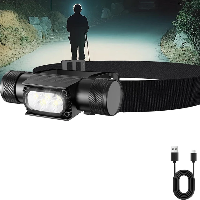Main image of 1600LM LED Rechargeable Headlamp with Hidden USB-C Charging Waterproof, 2600mAh Battery, Multiple Modes for Dog Walking, Camping, Hiking & Hard Hats