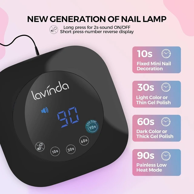 Alt view image 2 of 7 - 54W Plug-In UV LED Nail Lamp for Gel Polish & Acrylic Professional Gel Lamp with Auto Sensor, Fast-Curing Dryer, 4 Timer Settings for Salon & Home