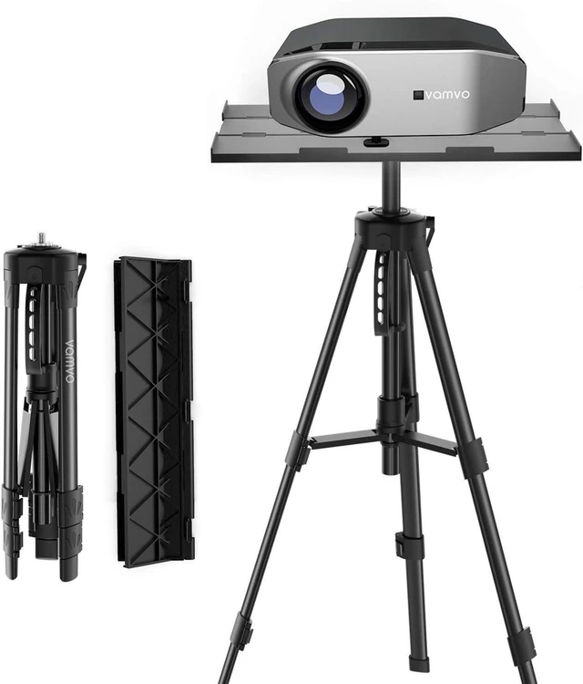 Main image of Portable Adjustable Projector Stand Aluminum Tripod Floor Stand & Laptop/DJ Equipment Holder Mount for Home Theater or Stage (Black)