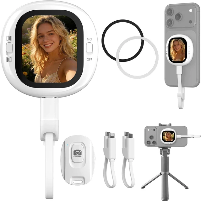 Main image of Vlogmate Mini Selfie Monitor Screen for iPhone Back Camera Monitor for Rear Camera Selfies, Vlogging, TikTok & Live Streaming