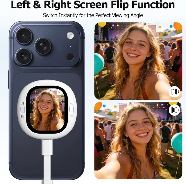 Alt view image 4 of 7 - Vlogmate Mini Selfie Monitor Screen for iPhone Back Camera Monitor for Rear Camera Selfies, Vlogging, TikTok & Live Streaming
