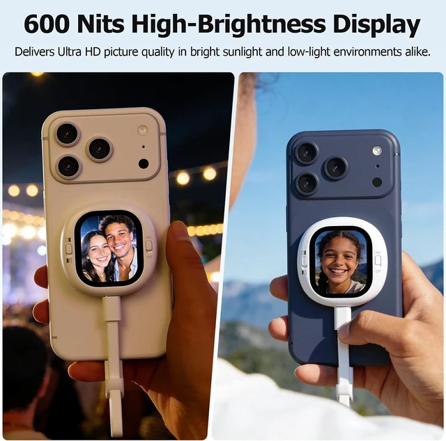 Alt view image 5 of 7 - Vlogmate Mini Selfie Monitor Screen for iPhone Back Camera Monitor for Rear Camera Selfies, Vlogging, TikTok & Live Streaming