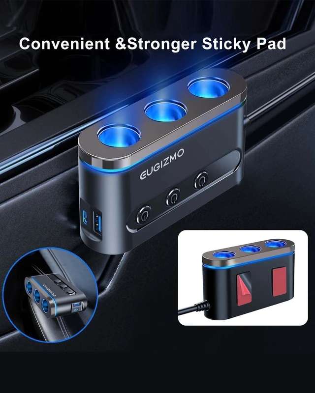 Alt view image 7 of 7 - 300W Cigarette Lighter Splitter Adapter, Powerful USB-C Car Charger Port with PD 65W/30W & QC3.0 Fast Charging for MacBook, Laptop, iPad, iPhone