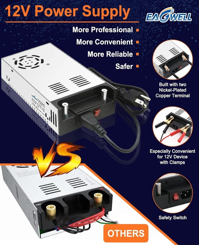 Alt view image 2 of 7 - 110V AC to 12V DC Converter, 600W 50A Power Supply | New Version Universal SMPS Transformer for RV, Pump, LED Strip, CCTV, Car Stereo & Diesel Heater