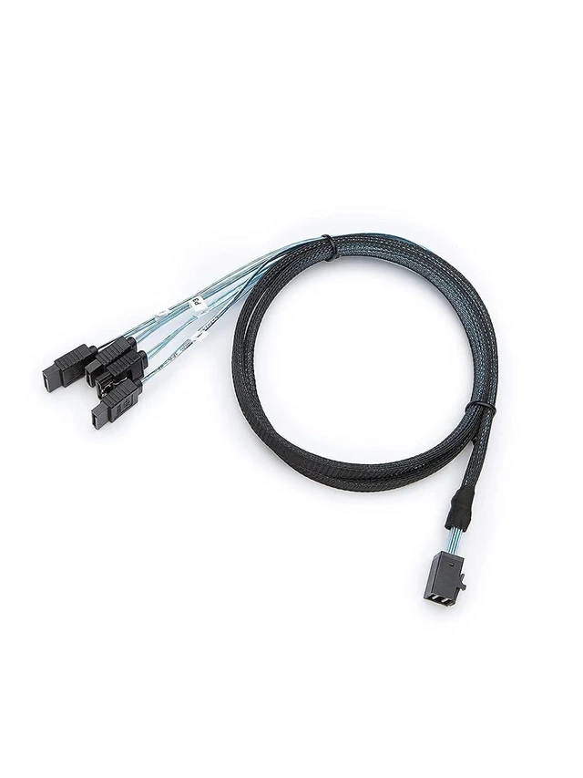 Alt view image 6 of 7 - 2-Pack 1.6FT/0.5M Internal HD Mini SAS SFF-8643 Host to 4X SATA Target Cable SFF 8643 to 4 SATA, for Controller to Hard Drive Connection
