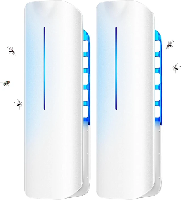Main image of Plug-In Fruit Fly Traps for Home Mosquito Bug Zapper with 9W Night UV Light, 2 Devices & 20 Sticky Glue Refills for Indoor Flying Insects