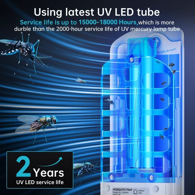 Alt view image 6 of 7 - Plug-In Fruit Fly Traps for Home Mosquito Bug Zapper with 9W Night UV Light, 2 Devices & 20 Sticky Glue Refills for Indoor Flying Insects
