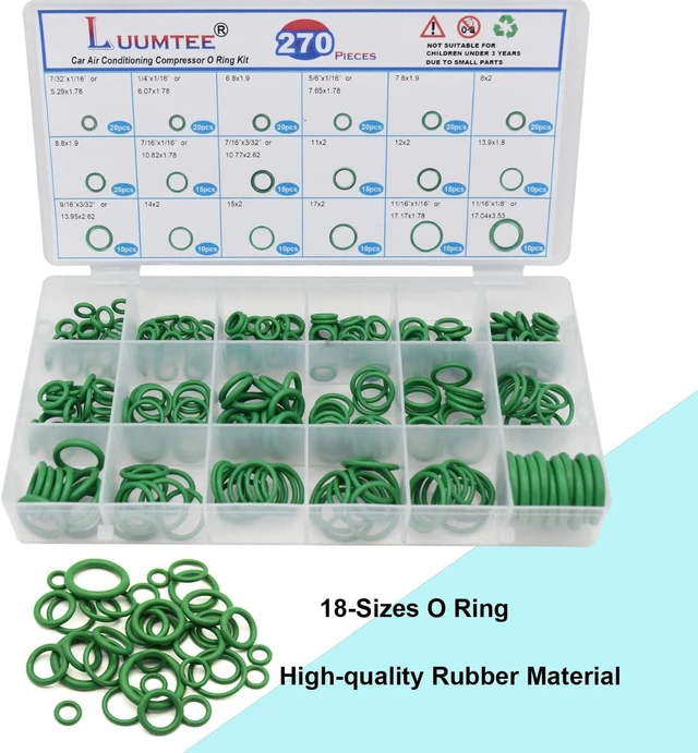 Alt view image 2 of 7 - 4-Set Car A/C Repair Kit 270pcs O-Ring Seals, 102PCS A/C Valve Cores, 77pcs Charging Port Dust Caps & 45pcs Compressor Gasket Seals (494PCS)
