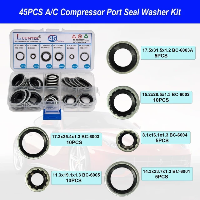 Alt view image 4 of 7 - 4-Set Car A/C Repair Kit 270pcs O-Ring Seals, 102PCS A/C Valve Cores, 77pcs Charging Port Dust Caps & 45pcs Compressor Gasket Seals (494PCS)