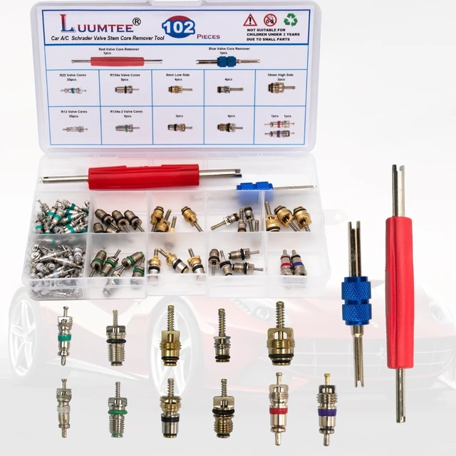 Alt view image 5 of 7 - 4-Set Car A/C Repair Kit 270pcs O-Ring Seals, 102PCS A/C Valve Cores, 77pcs Charging Port Dust Caps & 45pcs Compressor Gasket Seals (494PCS)