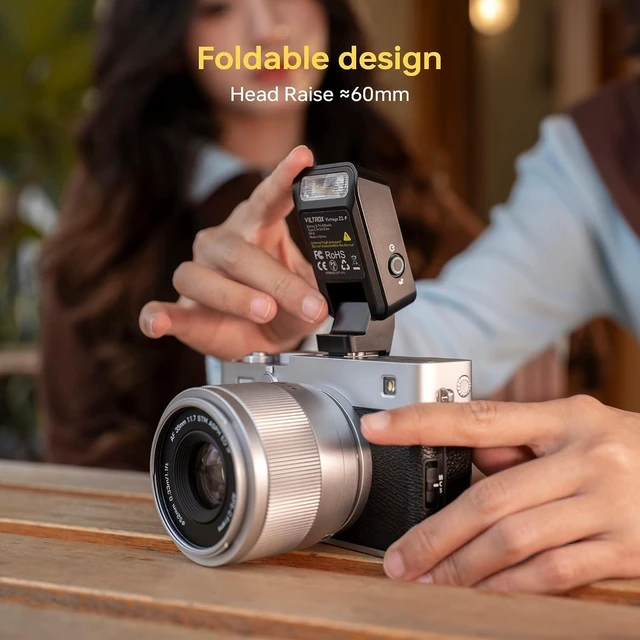 Alt view image 3 of 7 - Vintage Z2 TTL Foldable Mini Camera Flash for Nikon (GN6) 700 Full-Power Flashes, 2s Recycle, USB-C Charging, 5 Levels (Z2-N)