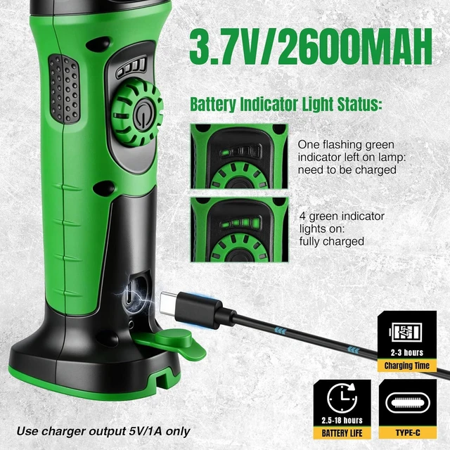 Alt view image 6 of 7 - Ultra-Slim Flexible Magnetic Work Light Rechargeable, 500 LM COB LED Light & 150 LM Spot Light with Hook, 360° Rotation, 2600mAh Battery, Stepless Dimming, for Inspection & Auto Repair