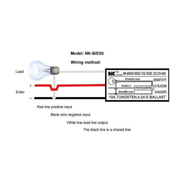 Alt view image 4 of 6 - DC 8-50V Photoelectric Switch, 5 Pack - Dusk to Dawn Photocell Light Sensor Auto ON/OFF Switch, 12V/24V/36V/48V for Lighting Systems