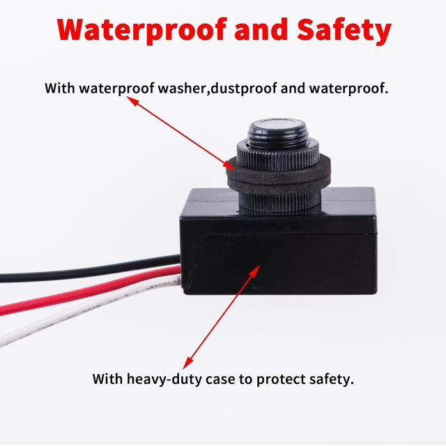 Alt view image 5 of 6 - DC 8-50V Photoelectric Switch, 5 Pack - Dusk to Dawn Photocell Light Sensor Auto ON/OFF Switch, 12V/24V/36V/48V for Lighting Systems