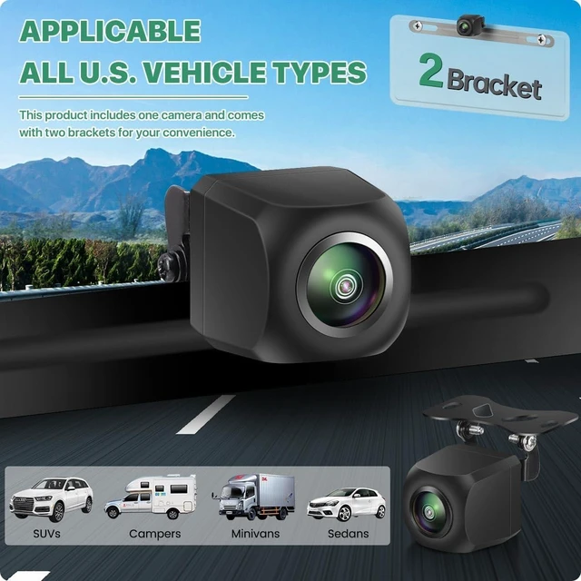 Alt view image 3 of 7 - 2-in-1 AHD 1080P License Plate Backup Camera with Trajectory Rear View License Plate Frame Cam for Car, Truck, SUV, Minivan, Camper, RV & Pickup