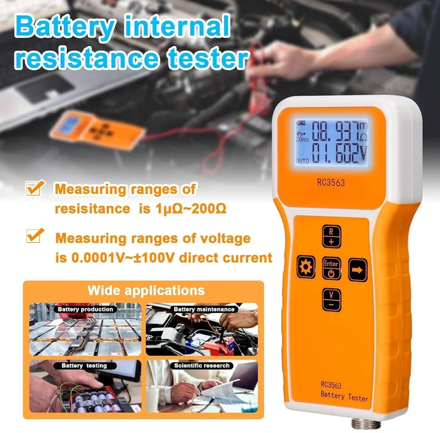 Alt view image 3 of 7 - Battery Internal Resistance Voltage Tester - High-Precise True Four-Wire AC, 3-Digit Display, Portable Detector for Lithium & Lead-Acid Batteries