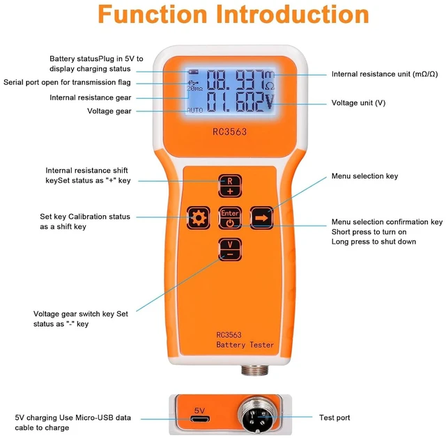 Alt view image 5 of 7 - Battery Internal Resistance Voltage Tester - High-Precise True Four-Wire AC, 3-Digit Display, Portable Detector for Lithium & Lead-Acid Batteries
