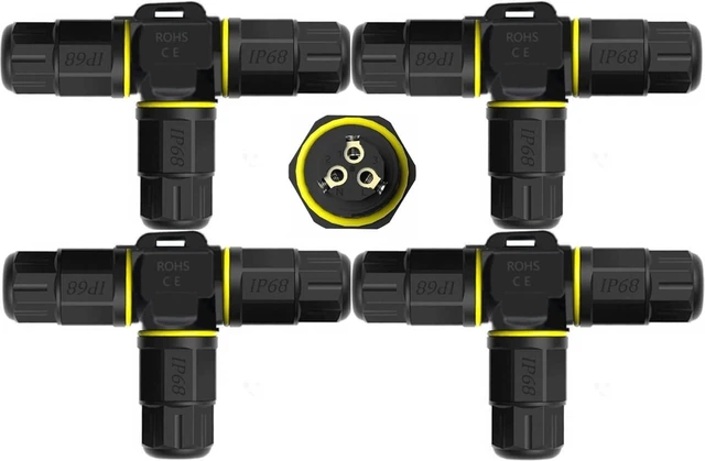 Main image of 3-Way IP68 Waterproof Electrical Junction Box, 3-Pin Outdoor Cable Connector for Underground/Outdoor Ø0.18-0.4in, Shielded Field Installable - 4Pack