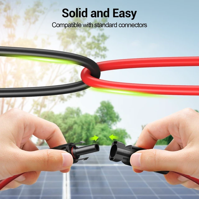 Alt view image 6 of 7 - 10AWG 30FT Solar Extension Cable, 10 Gauge Solar Panel Wire with Female & Male Connectors for Outdoor RV, Off-Grid Photovoltaic Systems (Black+Red)