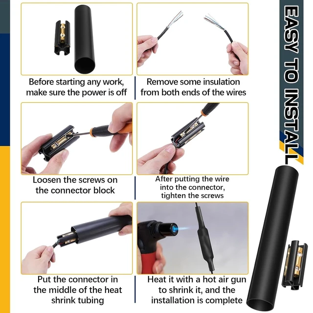 Alt view image 4 of 6 - 4 Sets Underground Wire Splice Kit for Direct Burial UF Wire, Rated up to 600 Volts, Includes Connectors & Heat Shrink Tube for 14/3 to 8/3 AWG Cable