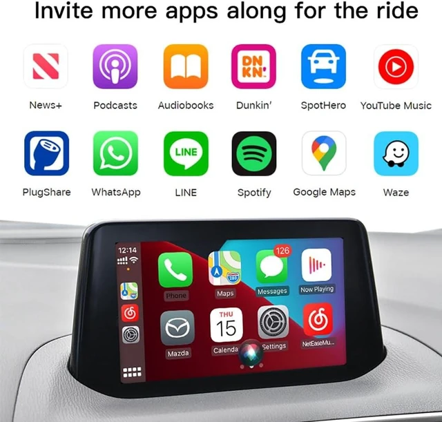 Alt view image 4 of 7 - CarPlay Adapter for Mazda 2/3/6/CX3/CX5/CX9/MX5 2014-2021 - TK78-66-9U0C OEM Hub Retrofit Kit for Mazda Connect System, CarPlay & Android Auto