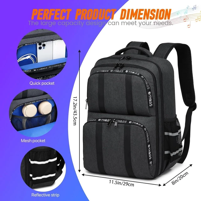 Alt view image 4 of 7 - DJ Mixer Storage Backpack Travel Case Audio Mixer Bag for RODECaster Pro, Pro II & RC Duo, Podcast Case for Microphones & More Equipment