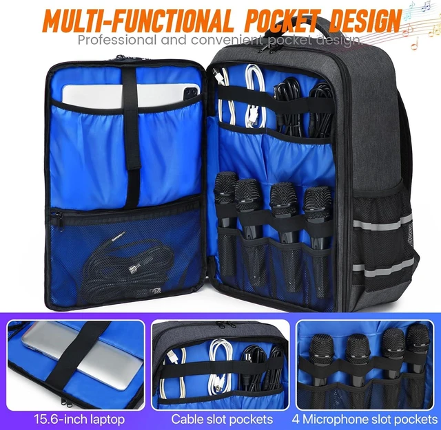 Alt view image 3 of 7 - DJ Mixer Storage Backpack Travel Case Audio Mixer Bag for RODECaster Pro, Pro II & RC Duo, Podcast Case for Microphones & More Equipment