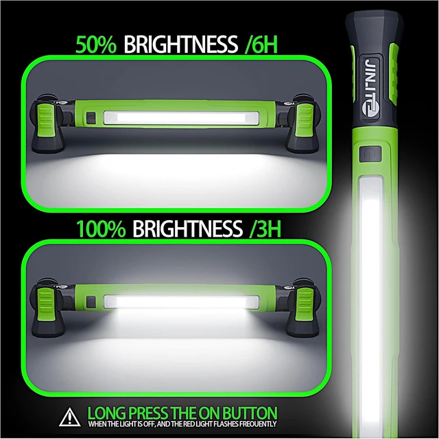 Alt view image 3 of 7 - Rechargeable LED Magnetic Work Light Bar, 3000LM 5200mAh Under Hood Mechanic Light for Garage, Workshop, Vehicle Inspection (1 Pack Green)