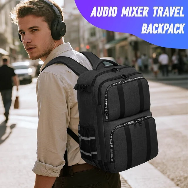 Alt view image 7 of 7 - DJ Mixer Storage Backpack Travel Case Audio Mixer Bag for RODECaster Pro, Pro II & RC Duo, Podcast Case for Microphones & More Equipment