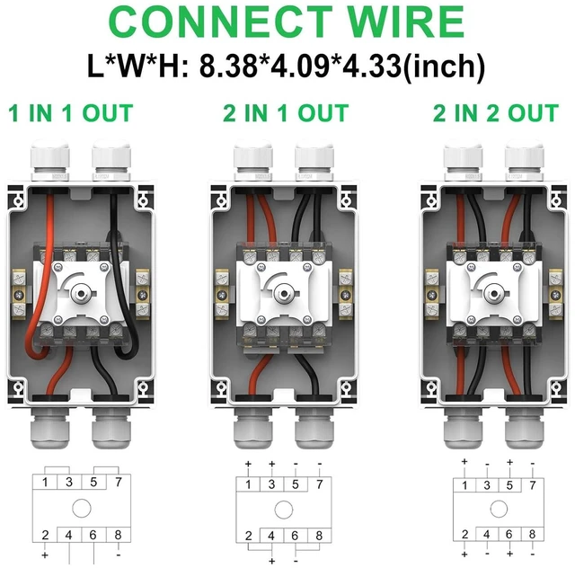 Alt view image 5 of 7 - CNLONQ 32A DC1500V Solar PV Disconnect Switch 4P Rapid Shutoff Isolator for 1 or 2 Strings, IP66 Waterproof for Rooftop Solar, RV & Boats