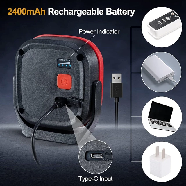 Alt view image 3 of 7 - 42-LED 1000 Lumen Rechargeable Magnetic Work Light Portable Inspection Flashlight for Car Repair, Camping, Emergency & Job Site (2 PCS)