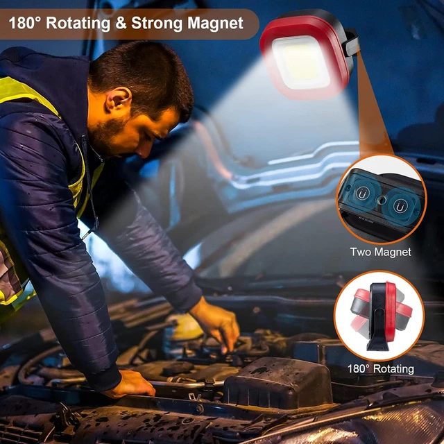 Alt view image 5 of 7 - 42-LED 1000 Lumen Rechargeable Magnetic Work Light Portable Inspection Flashlight for Car Repair, Camping, Emergency & Job Site (2 PCS)