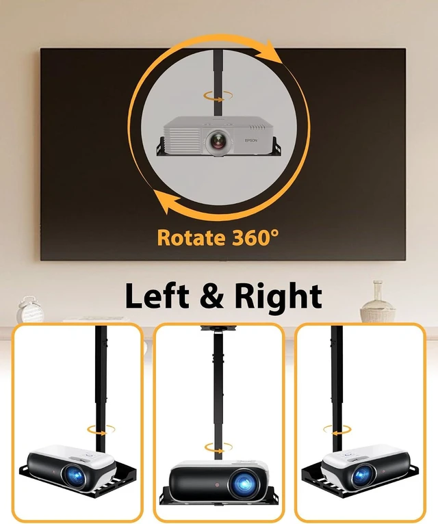 Alt view image 2 of 6 - Projector Ceiling Mount Sturdy 360° Rotation Mount for Seamless Projection, Holds up to 11lbs for Home Theater or Office Setup