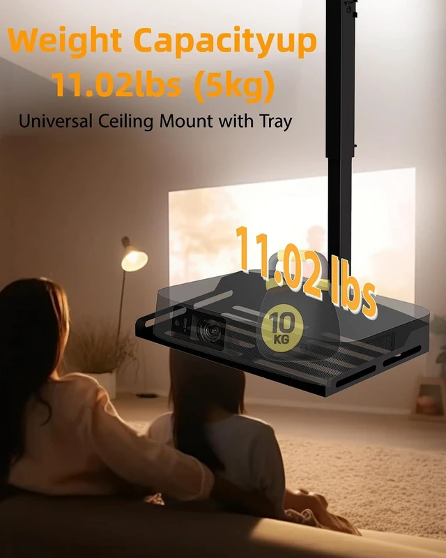 Alt view image 4 of 6 - Projector Ceiling Mount Sturdy 360° Rotation Mount for Seamless Projection, Holds up to 11lbs for Home Theater or Office Setup