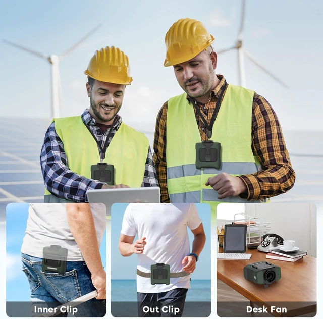 Alt view image 4 of 6 - Portable Waist Fan 10000mAh Rechargeable 18000RPM Clip Fan with Max 12H Working Time, 3-Speed Adjustment & LED Flashlight for Outdoor, Jobsite & More