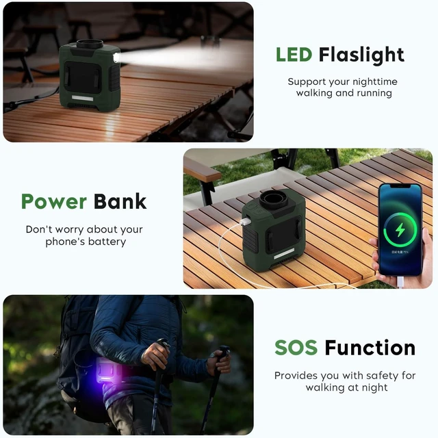 Alt view image 5 of 6 - Portable Waist Fan 10000mAh Rechargeable 18000RPM Clip Fan with Max 12H Working Time, 3-Speed Adjustment & LED Flashlight for Outdoor, Jobsite & More
