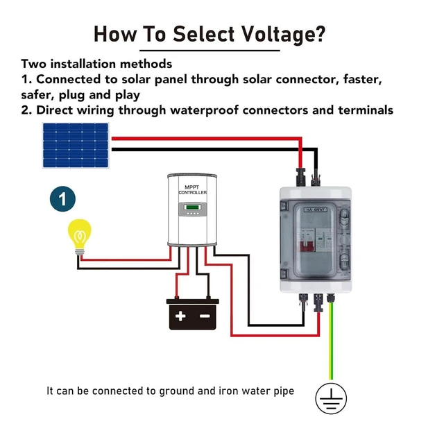 Alt view image 2 of 7 - PV Combiner Box & Solar Disconnect Switch Outdoor Breaker Box with DC500V 32A Circuit Breaker for Solar Panel Systems