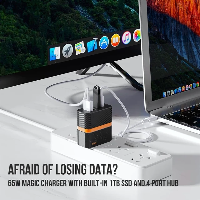 Alt view image 4 of 7 - 65W USB C Hub with 1TB SSD Storage Multiport Adapter with PD Charging, USB 3.2 Ports & HDMI up to 4K 30Hz for Laptop, Phone & Tablet Data Transfer